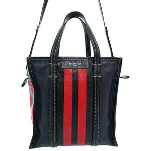 BALENCIAGA Striped Bazaar Shopper Bag